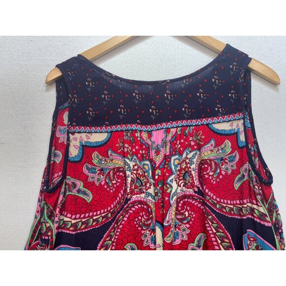 Bila Womens V Neck Fashion Boho Top Sleeveless Size XL Multi Paisley Lightweight - Picture 10 of 10